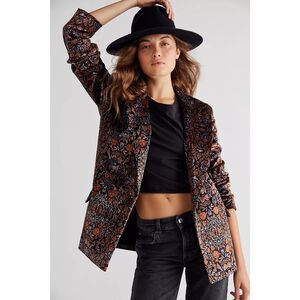 Free People Velvet Printed Ashby Blazer